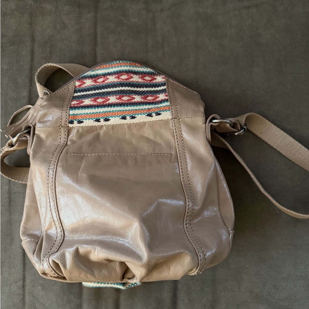 The Sak Beige Leather Crossbody with Multicolor Southwestern Weave - Picture 3 of 4